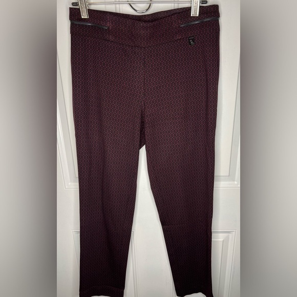 Anne Klein Burgundy & Black Stretchy Ankle Pants Women's NWT - Picture 5 of 9